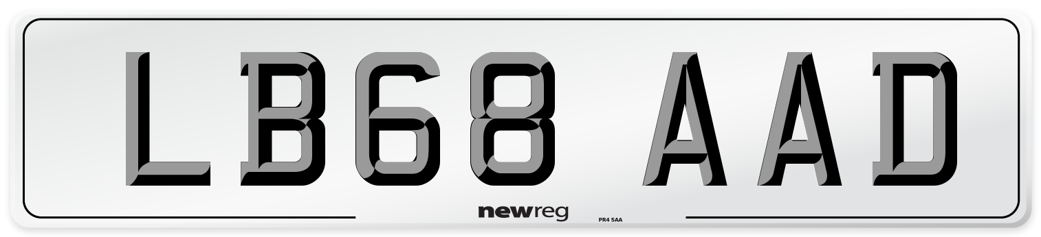 LB68 AAD Number Plate from New Reg